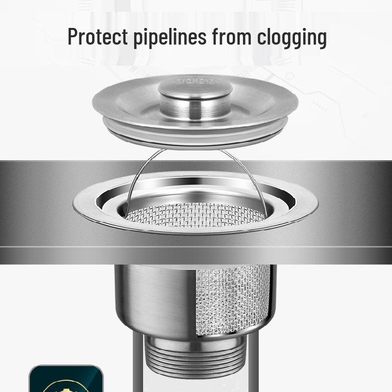 Stainless Steel Kitchen Sink Drain Filter - Anti-Clogging Siphon Screen for Wash Basins and Debris Pools