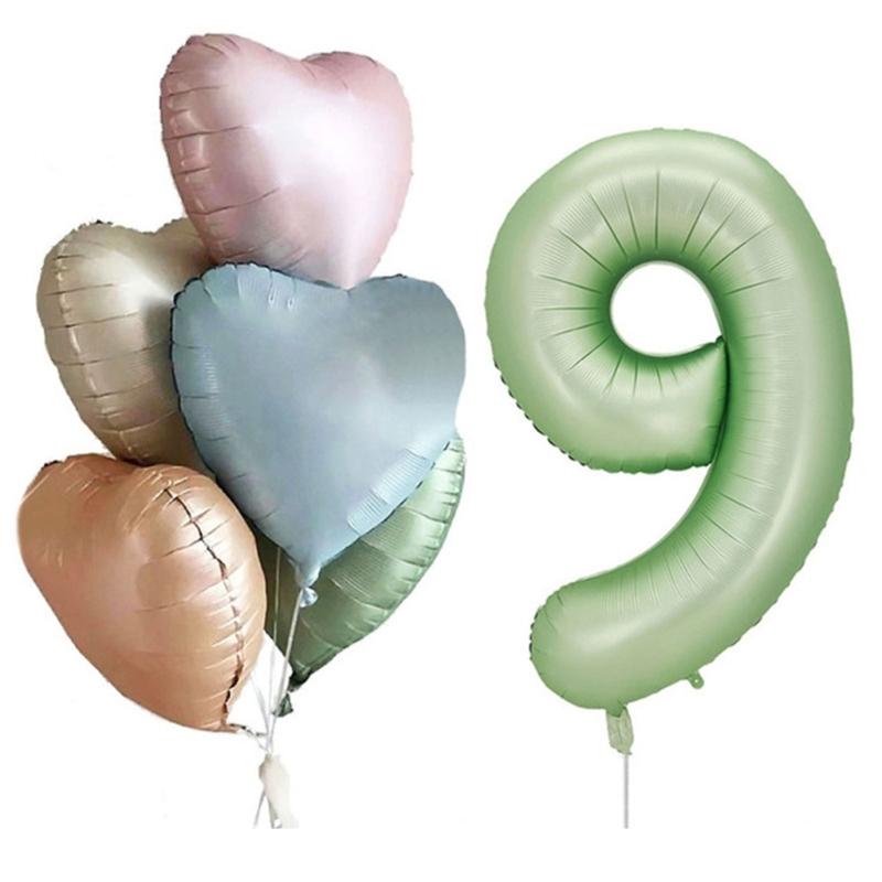 6Pcs Cream Color Number Balloon Set Beige Caramel Number 0-9 Balloon Foil Helium Ball Birthday Wedding Party Decoration