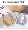 Qiong Yao Gold-Plated Irregular Tree Branch Dangle Earrings, Stainless Steel Studs, Colorfast Design