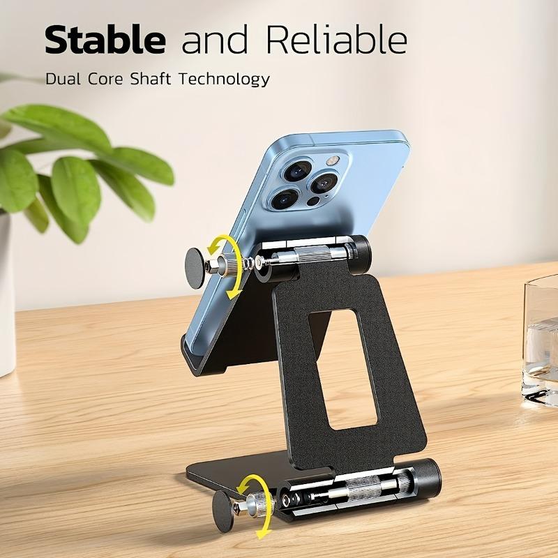 1Pc Adjustable Aluminum Alloy Mobile Phone Holder - Stylish Black Desktop and Bedside Holder
