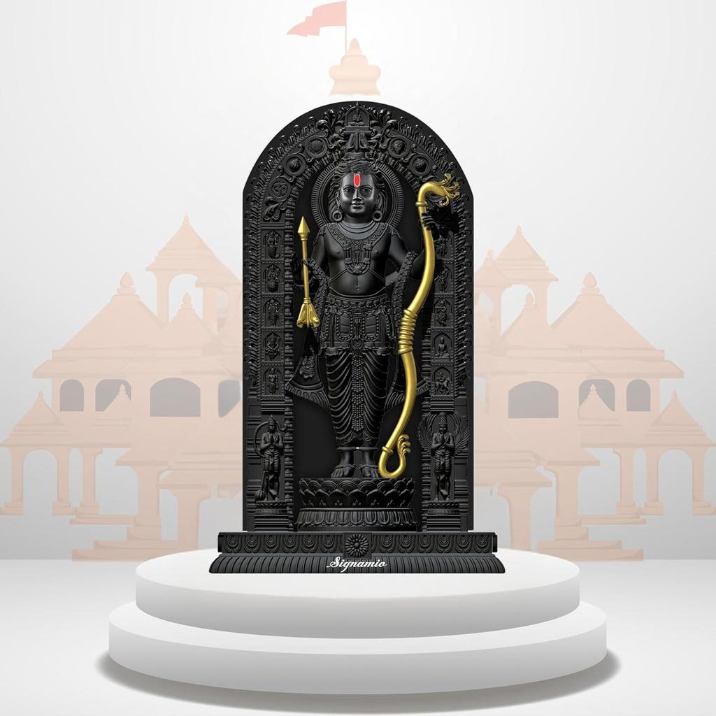 Statua Murti di Ram Lalla ad Ayodhya per Cruscotto Auto, con Elegante Statuetta Nera di Dio per Auto e Accessori, Modello Ramlala Idol e Ram Murti Ayodhya