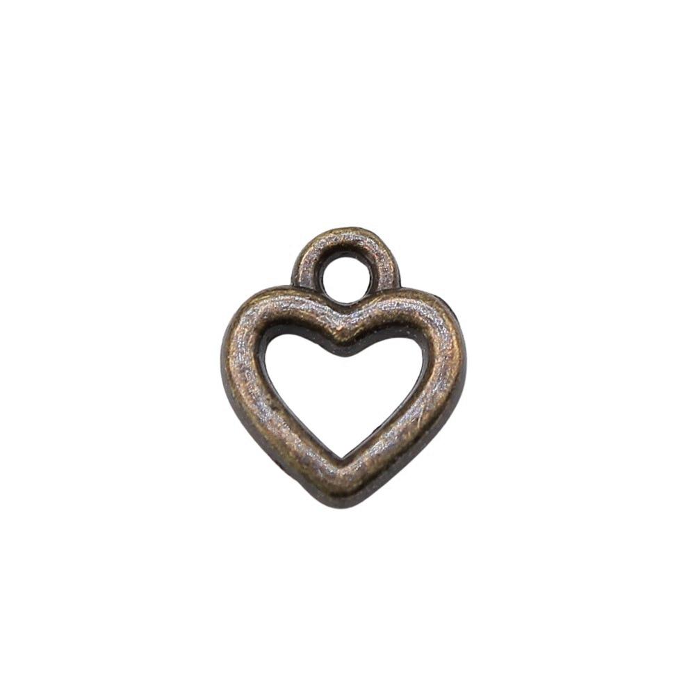 

40шт Полое сердце Шармы Шармы Античная бронза Цвет Цинковый сплав 8X7mm