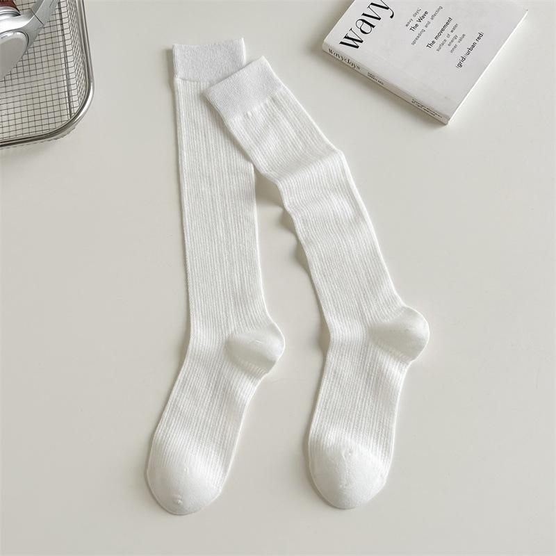 Gray Ballet Style Sweet White Calf Socks Thin Hollow Boneless Long Tube Stack Socks Style Solid Color Socks