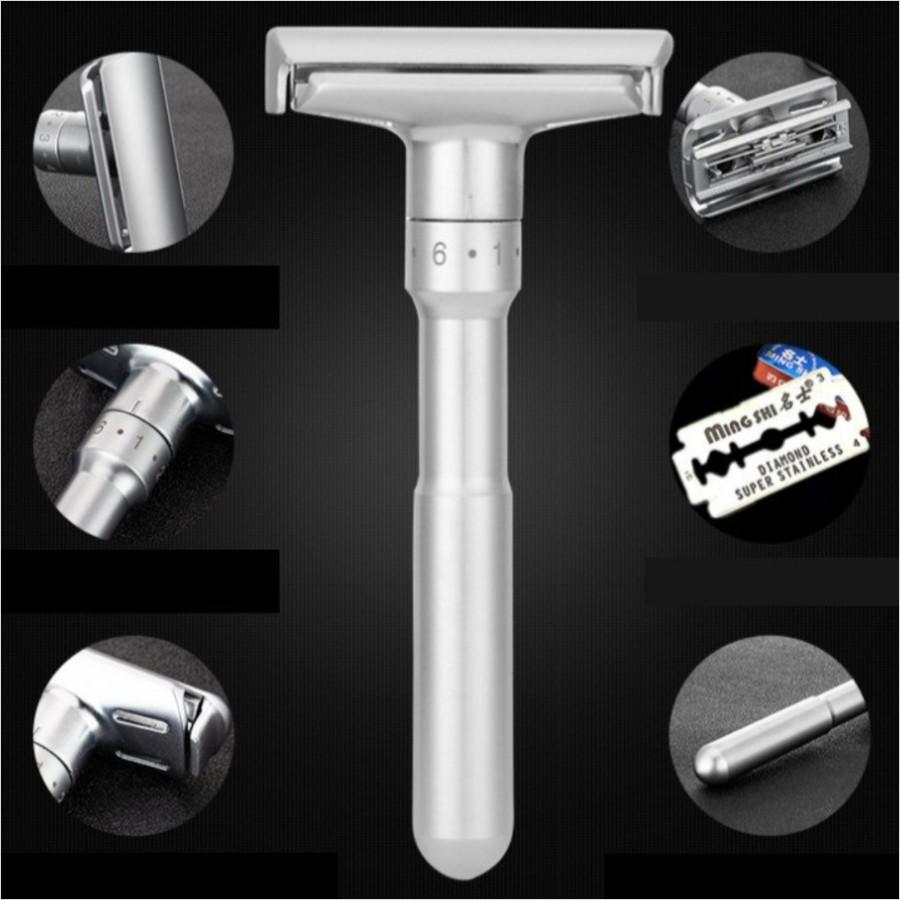 Meijing Choice Men's Advanced Manual Razor Silver, Korean Razor Blade