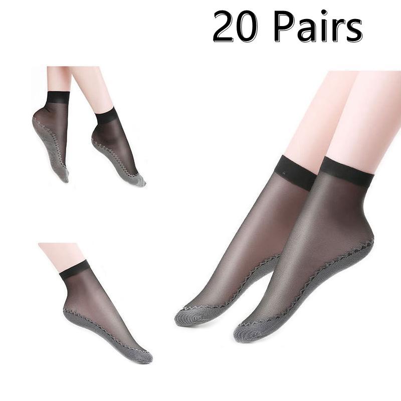 

20 пар женских повседневных противоскользящих тонких шелковых весенних носков, летняя мода, с мягкой подошвой