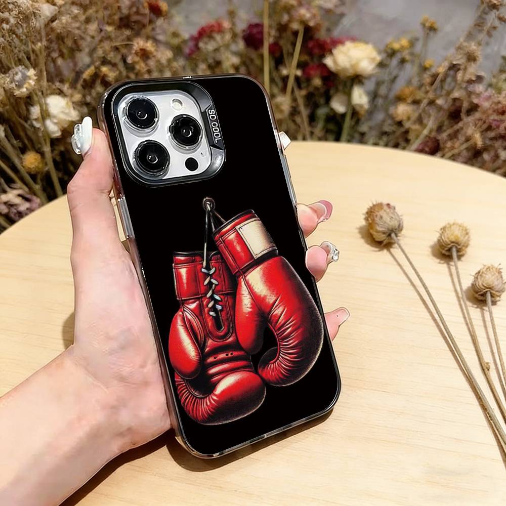 Boxing Gloves Phone Case For iPhone 17,16,15,14,13,12,11 Plus,Pro Max,XS,Colorful Silver Phone case Funda Cover