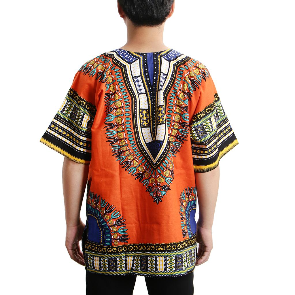 Unisex African Prints Dress Cotton Dashiki Shirt Ethnic Caftan