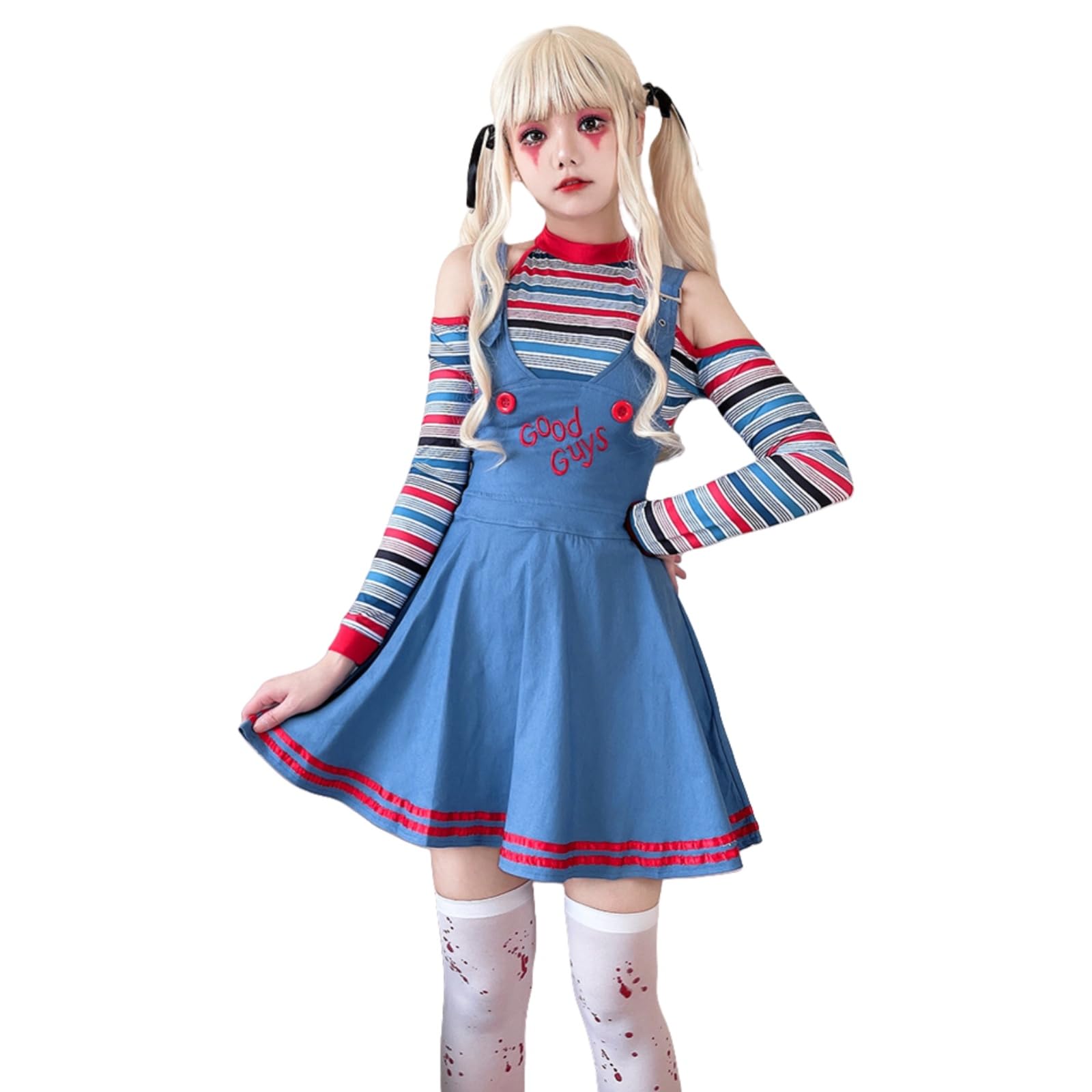 [SCLYX] Child s Play Chucky Cosplay Costume, Lolita Maid Outfit, 4-Piece Set, Halloween Costume, Adult Women s, Cute, Cultural Festival, School Festiv