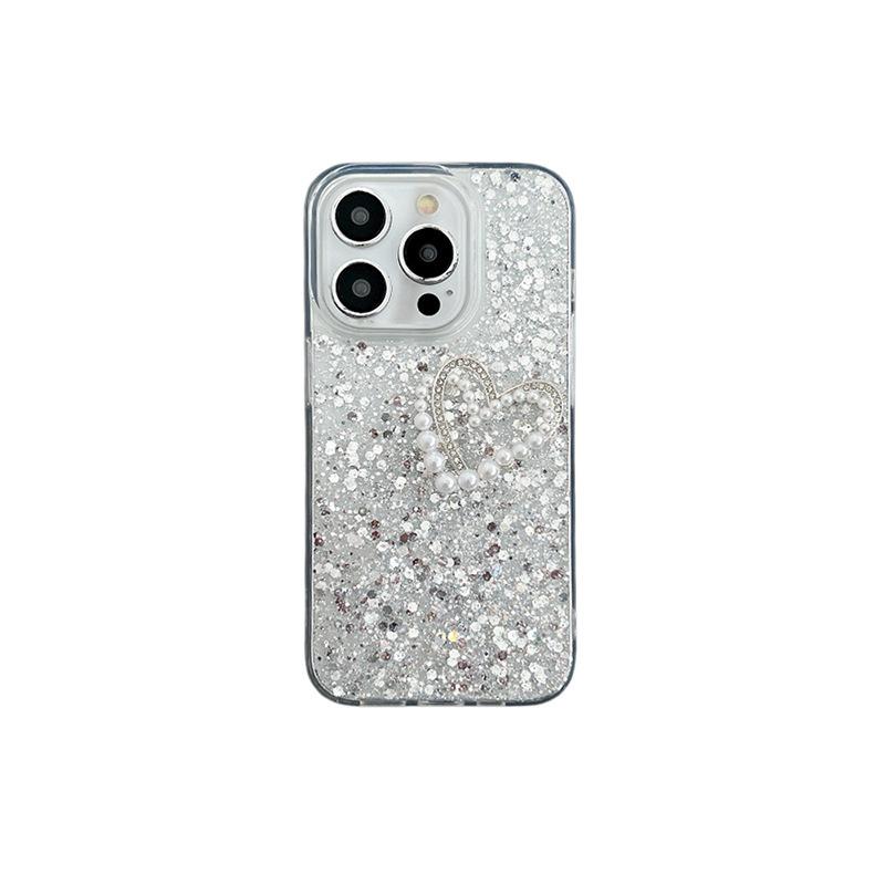 Pearl Bow Pendant Love Phone Case for IPhone16Promax Epoxy Sequins for Apple 17 Female Model