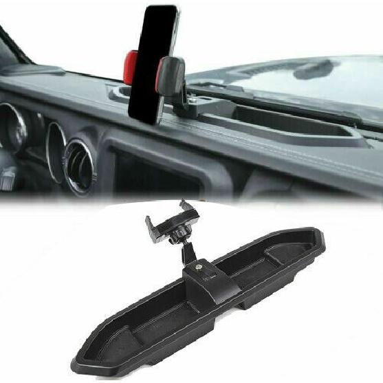 Dash Mount Storage Box Tray Phone Holder Bracket for 2018+ Jeep Wrangler JL JLU
