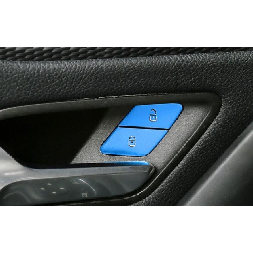 Blue Aluminum Car Inner Door lock button Sticker - For Benz GLE GLS Trim