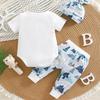 Säugling Baby Junge "Abenteuer erwartet" Aufdruck Kurzarm Baumwoll-Body & Hut & Freizeit-Hosen Outfit-Set