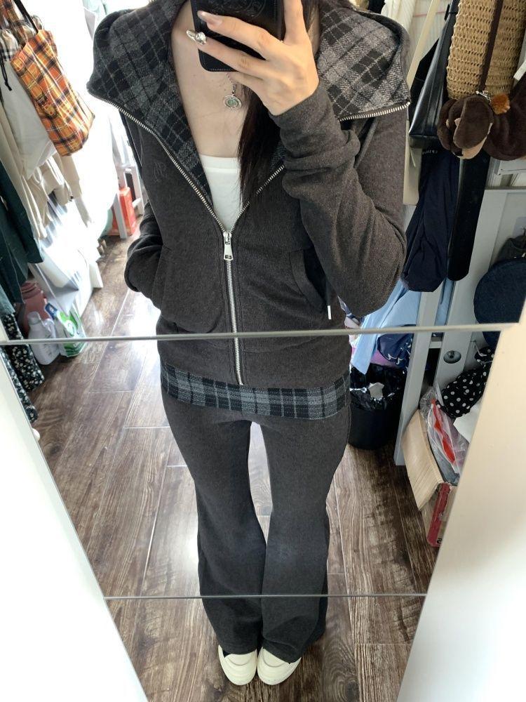 Korean Style Hooded Cardigan & High-Waisted Long Pants Set for Women - Autumn/Winter Fashion