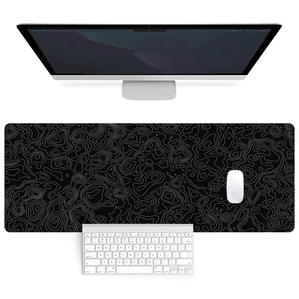 Esports Gamer Mouse Pad Topographic Mousepad White Black Control Strata Liquid Mausepad Gaming Keyboard Accessories Desk Mat XXL