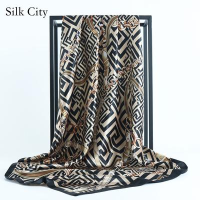 High-quality Luxurious Silk Scarves Headband Scarfs Neck Scarf For Women Chain Silk Scarf Women's Decorative Shawl