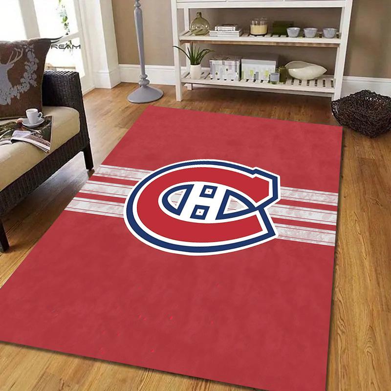 Montreal Canadiens3 Flannel Pattern Square Carpet,Area Rug,Carpet Rug for Living Room Bedroom Sofa Playroom Decor,Non-slip Floor Mat