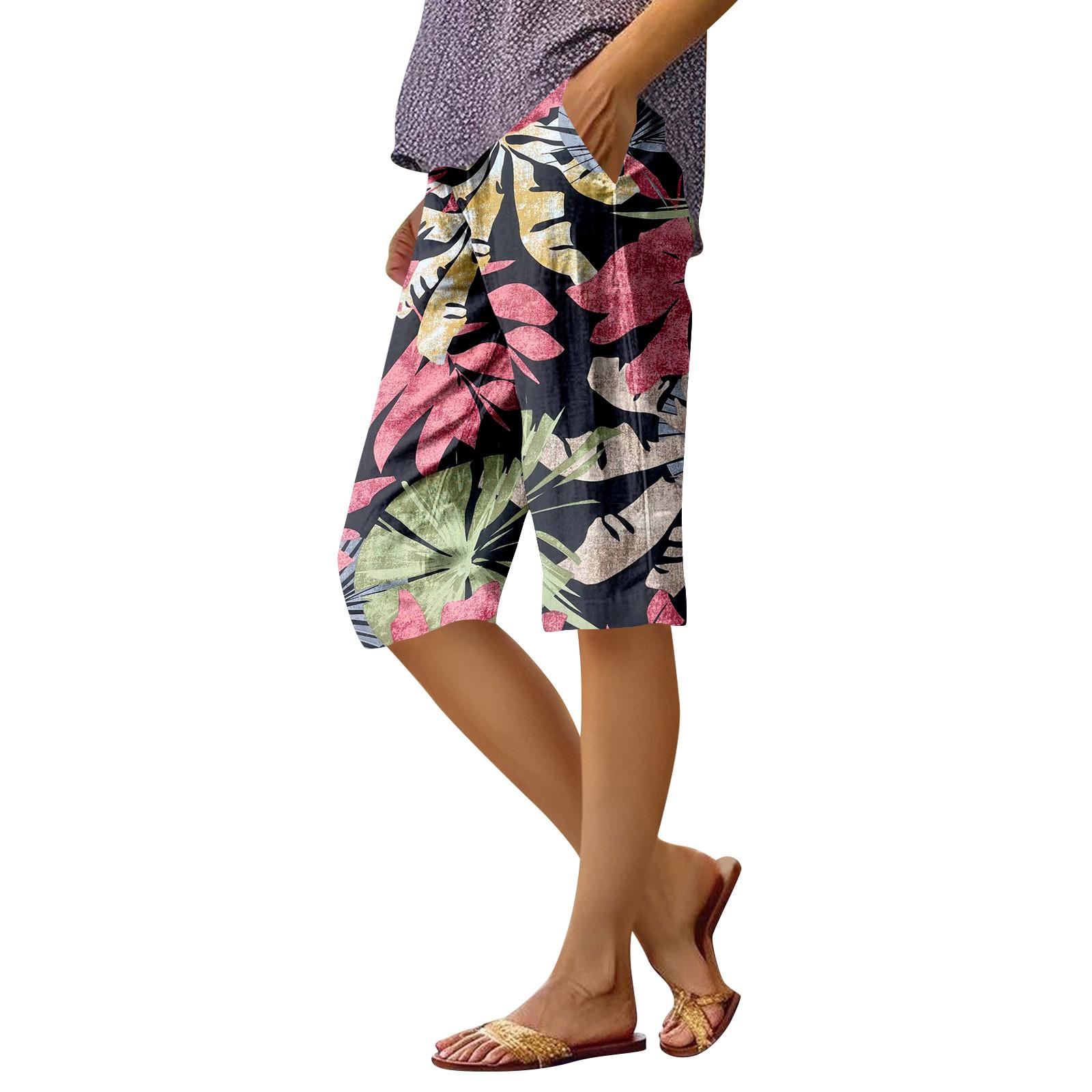 

Женские модные повседневные брюки 5/10 с напечатанным карманом и эластичной талией S чёрный