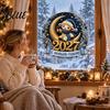 Winter Theme Window Art Electrostatic Glass Sticker Decorative Static PVC Sticker with Crescent New Year Decals Moon Lamb Pattern Cling for