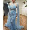 European and American sexy flying sleeves fishtail evening dress performance support banquet performance long dress LA11081