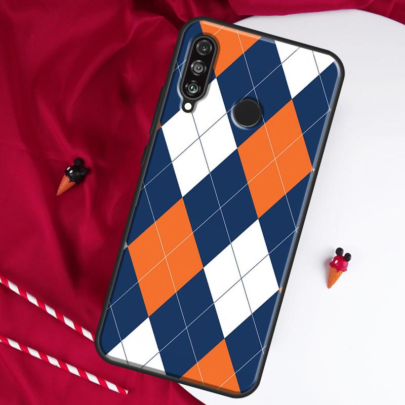 Blue Argyle Pattern For Huawei Nova Y61 Y70 Y90 Y60 Y72 Y91 12s 12i 11i 7i 8i 9 10 SE P60 Pro P30 P40 Lite Case