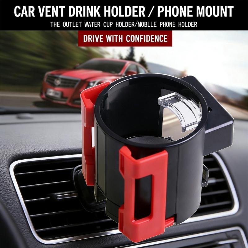 Universal Car Cup Holder Bracket and Mobile Device Stand for Various Beverage Cups and Smartphones for Secure Placement