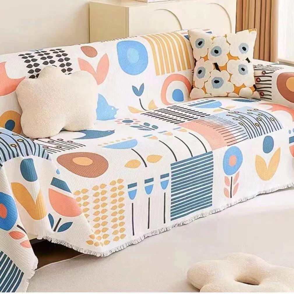 Nordic Universal Non-Slip Sofa Blanket Cover – Full Coverage, All-Season, Machine Washable