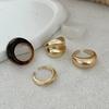 Ingemark 5Pcs/Set Boho Geometric Resin Rings for Women New Trend Punk Gold Color Open Adjustable Ring Couple Jewelry Accessories