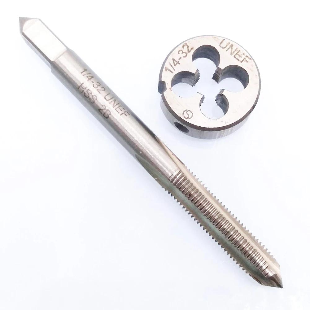 Complete 14 32 UNEF HSS Thread Tap and Round Die Package for Metalworking Applications Including Muzzle Restoration