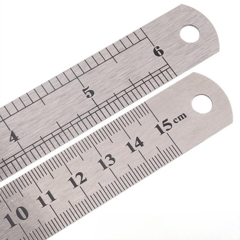 Stainle Steel Metal Straight Ruler Precision Double Sided Precision Measur Tool Scale Metric Ruler 15-50cm The Scale Table Clear