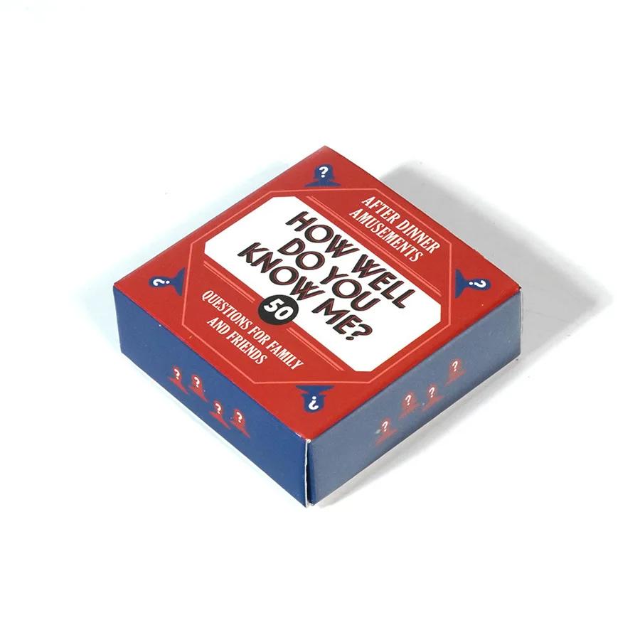 Board Cards Game How Well Do You Know Me After Dinner Amusements Card Games for Family Entertainment and Friends Gathering