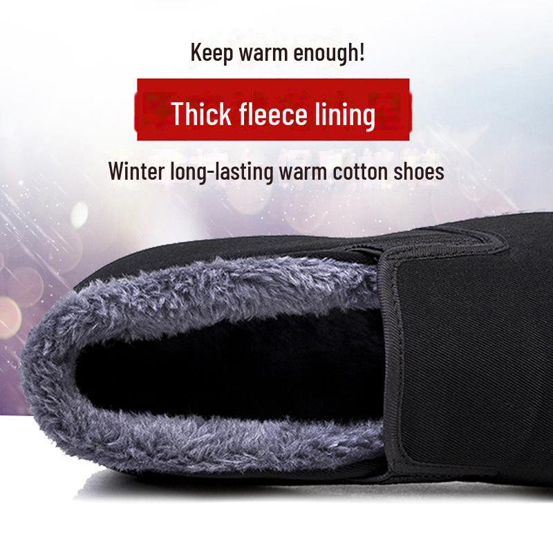 Men's Winter High-Top Velvet-Lined Cotton Shoes for Warmth, Suitable for Middle-Aged and Elderly.