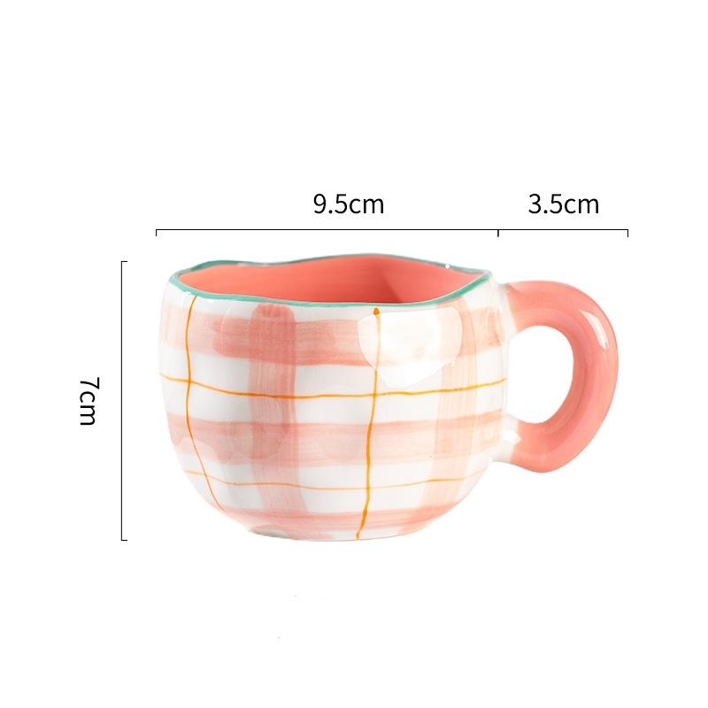 300ML Ceramic Mug Flower Heart Pattern Cute Hand Pinched Irregular Creative Style Coffee Cup Breakfast Milk Afternoon Tea Cups
