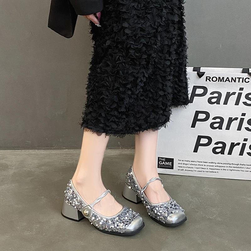 Fashion Women's Mary Janes Shoes 2024 Summer New Fashion Platform High Heels Pumps Female Party Dance Wedding Shoes Female Large Size 40