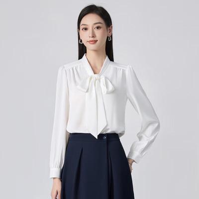 Women's Elegant Chiffon Bow Tie Blouse