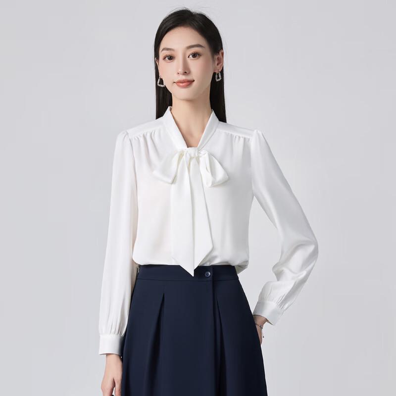 Women s Elegant Chiffon Bow Tie Blouse XL