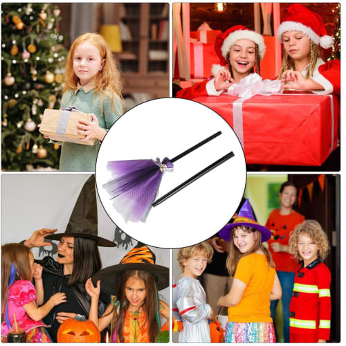 Kezvmhy Kids' Halloween Witch Broom, Witch Costume Toy Broom for Girls | Perfect for Seasonal Events, Pretend Play, Preschool Recitals, and Birthday P