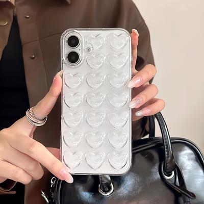 Modische durchsichtige Liebesherz-Hülle aus weichem Silikon für iPhone 17 Air 16 15 14 13 12 11 Pro Max 16 Plus Handyhülle