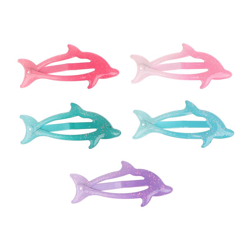 5Pcs Colorful Glitter Dolphin Bb Hair Side Clips Barrettes For Girls Women Child Holiday Party Gift Hair Accessories Headwear