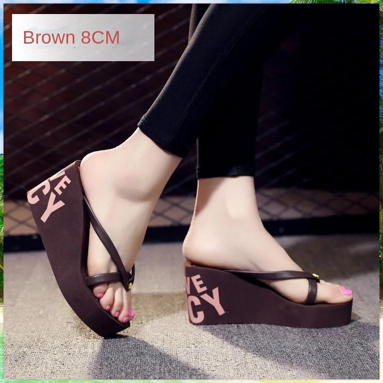 Fashion Summer Beautiful Ladies Super High-Heeled Platform Flip-Flops11cm Beach Shoes Wedding Slippers Women Luxury Heels Slippers