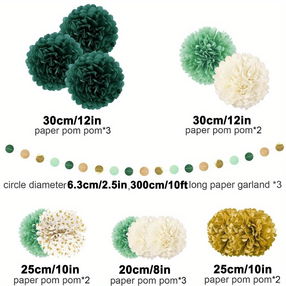 

15 шт. зеленых помпонов из папиросной бумаги, зеленые украшения для свадебной вечеринки, гирлянды из бумаги в горошек для нейтрального стиля. День святого Патрика День рождения Свадьба в деревенском стиле Декор 15pcs green