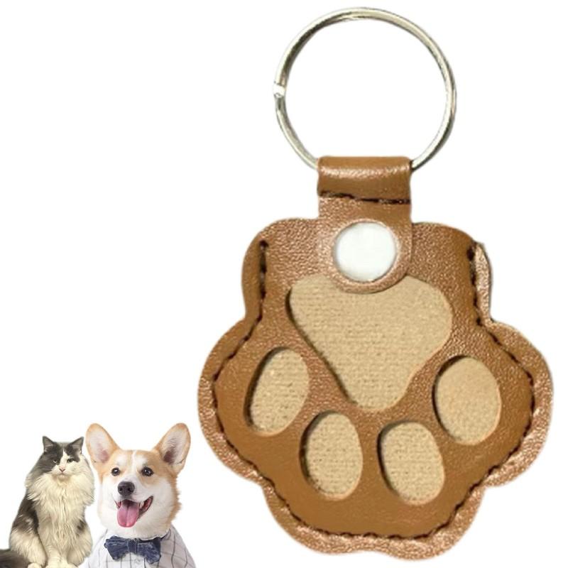 

Leather Memorial Pet Hair Storage Bag Cat Paw Keychain Diy Homemade Pet Memorial Keychain For Commemorative Present Bag Wallet
