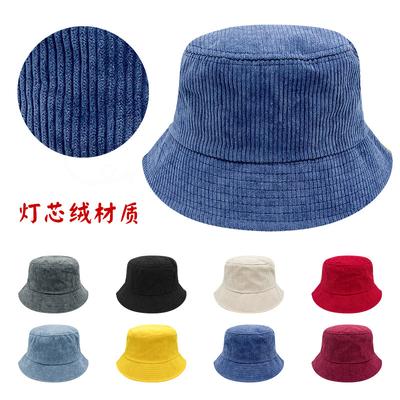 Winter Single-sided Solid Color Corduroy Bucket Hat Retro Couple Ins Wind Basin Hat Warm Sun Hat Can Be Added