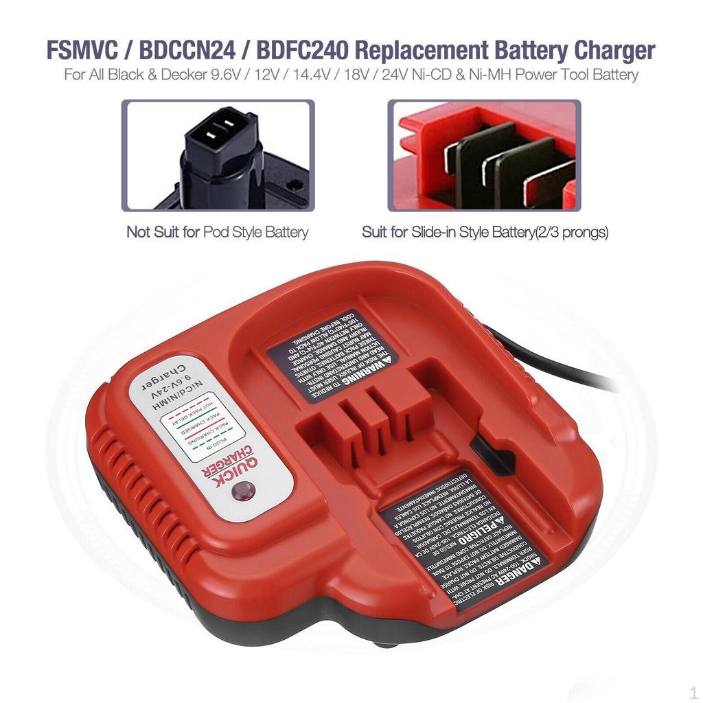 9.6V24V Nabíječka baterií Vhodná pro Black & Decker HPB24 HPB12 HPB96 HPB18