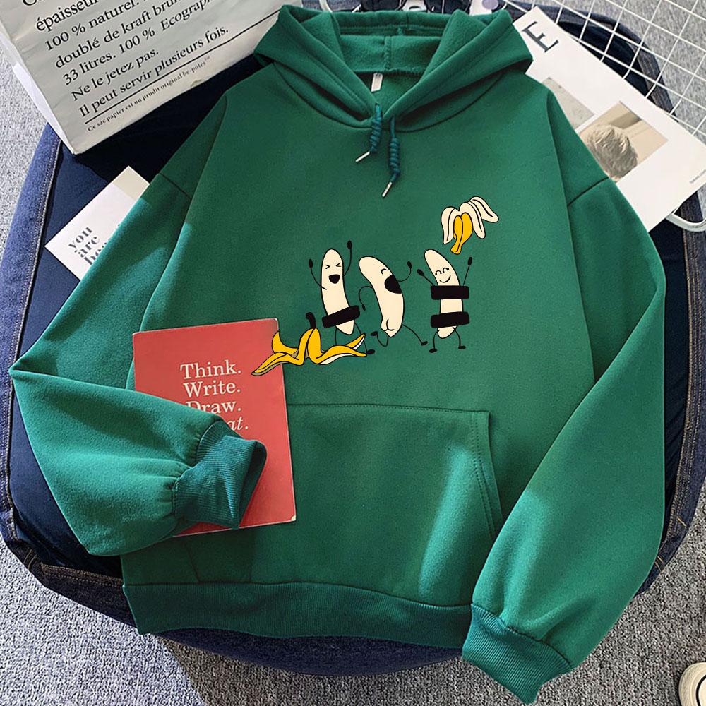 Naked Banana Print Sweatshirts Men Women Fashion White Cartoon Pullovers Unisex Oversized Cute Anime Y2K Tops Graphic Streetwear