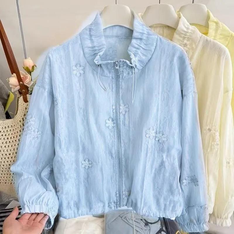 Womens Casual Solid Color Lightweight Sun Protection Shirt Jacket