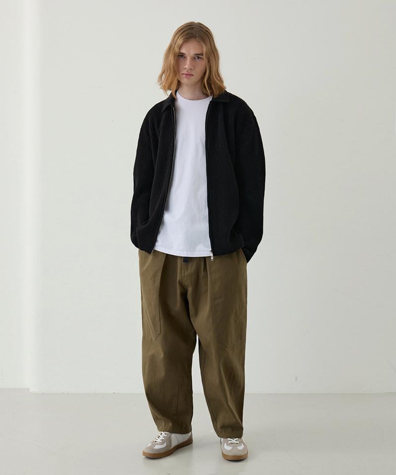 NODU Balloon Strap Cotton Pants [Khaki]