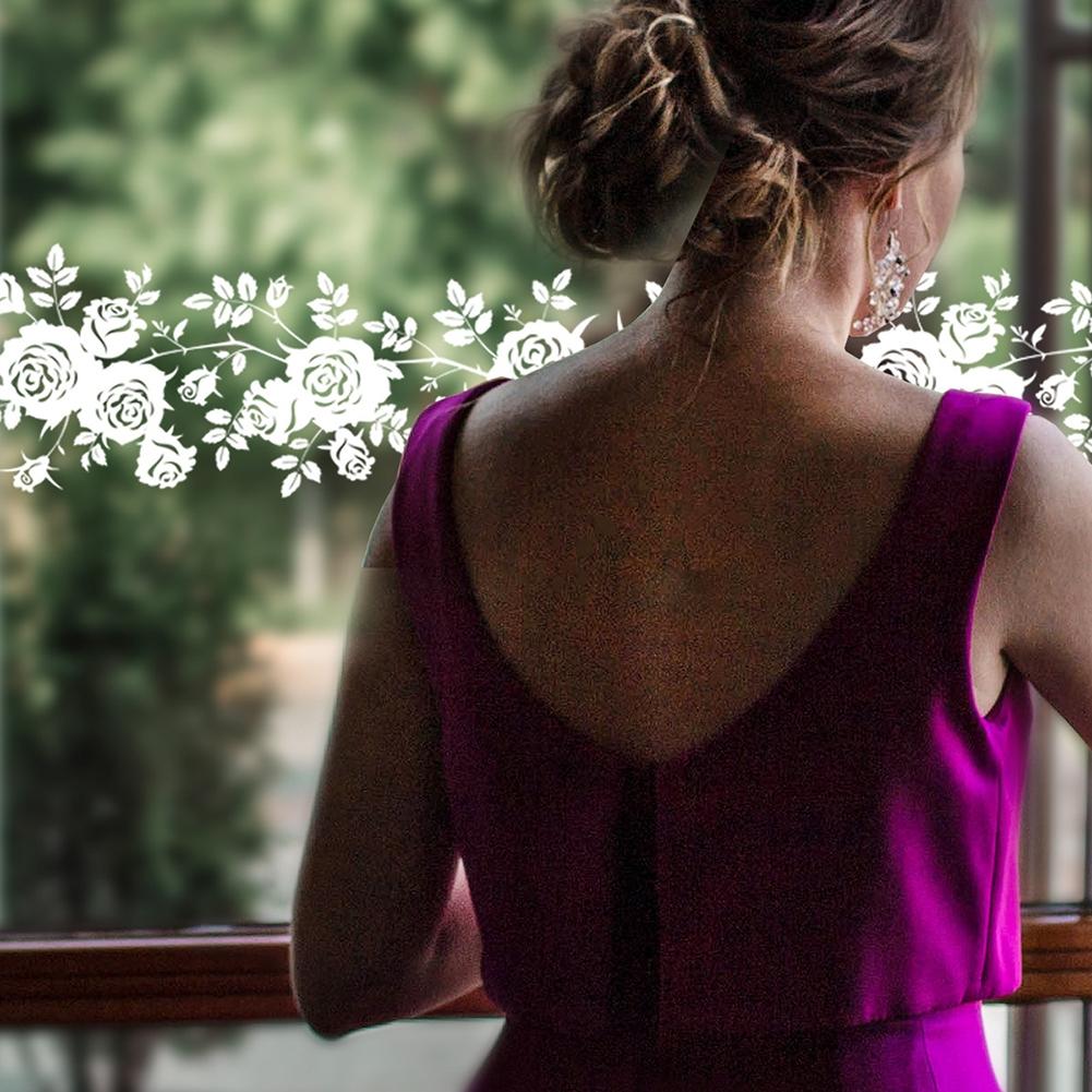 Vit Blomma Rotting Väggklistermärke Elektrostatisk Glasdekal Duschspegel Dekal