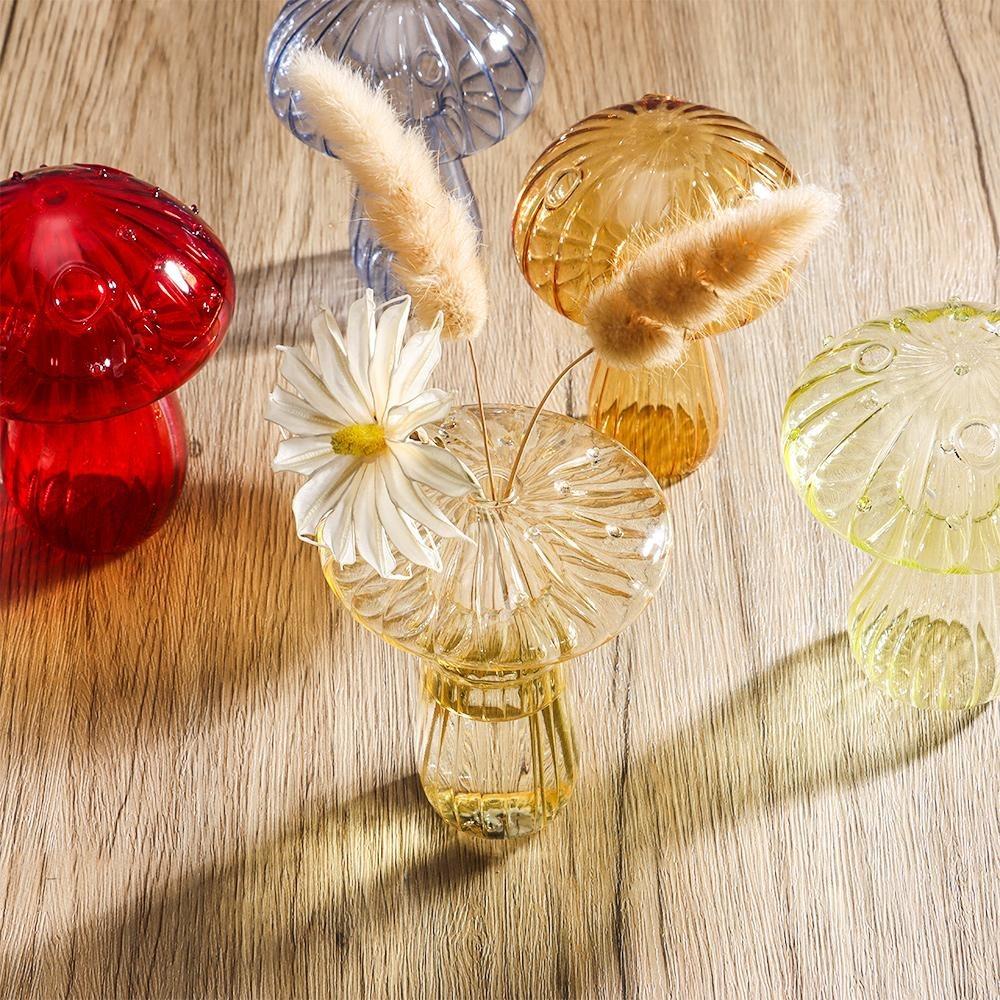 Home Decor Household Mushroom Shape Flower Bottle Aromatherapy Bottle Glass Vase Desktop Ornament