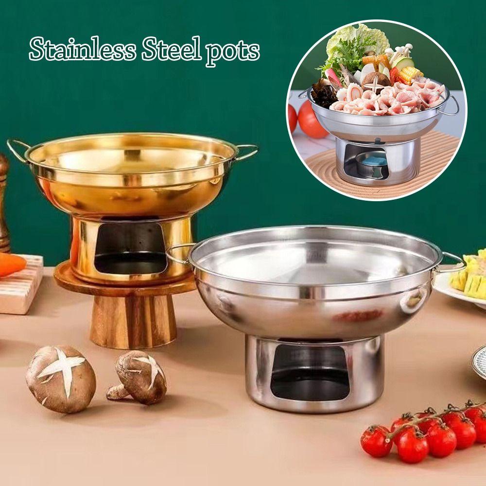 Durable 20/22cm Hot Pot Stainless Steel Thickened Stove Double Ears Cooking Kitchen Cookware Household