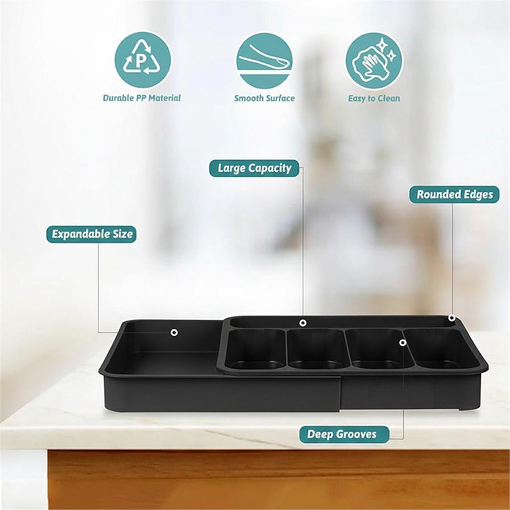 Expandable Cutlery Drawer Organizer Adjustable Utensil Tray 6 Compartment Flatware Storage Divider Kitchen Organization
